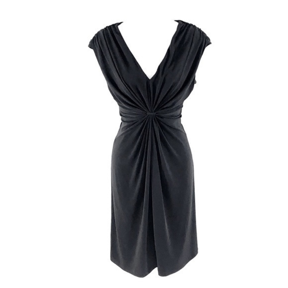 Calvin Klein black jersey front pleat dress Z3